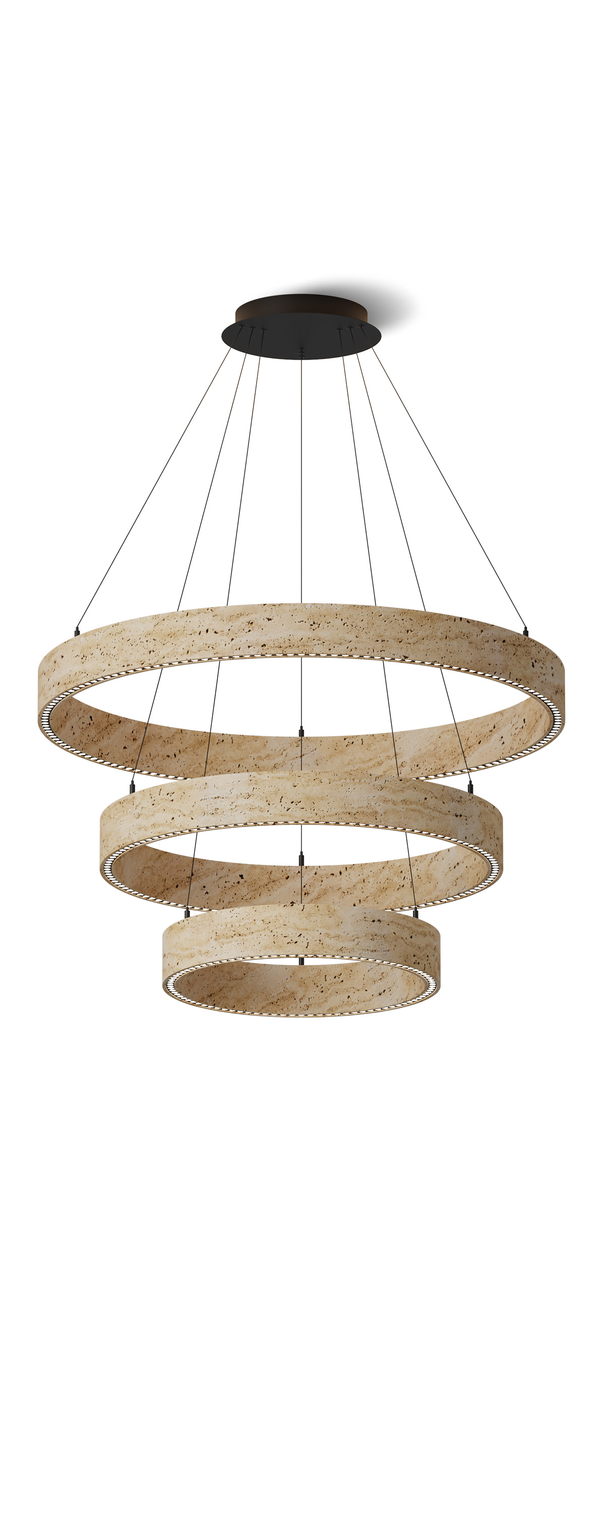 One stone suspends the light, half the room in rustic simplicity.