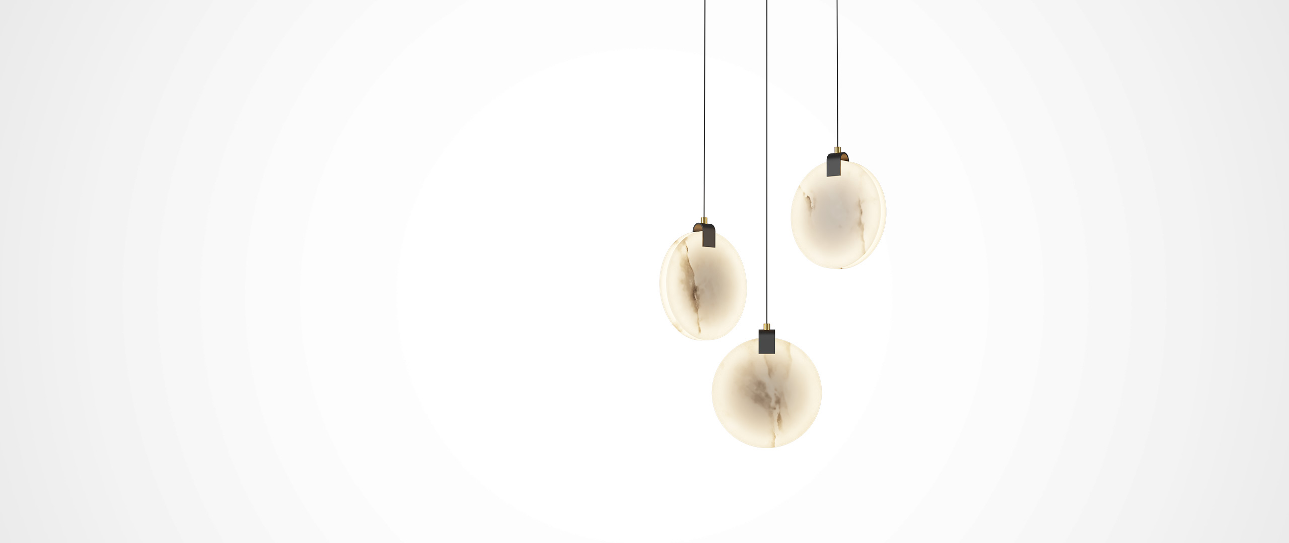 Alabaster lighting poster: Cloud-like veins in stone, its light naturally airy.