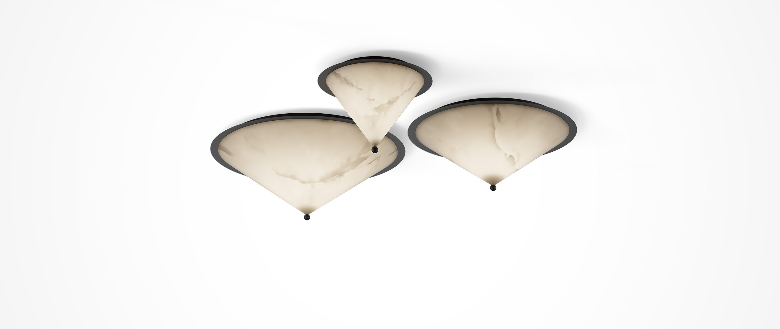 Alabaster lighting poster: An alabaster ceiling light, a room full of soft light.