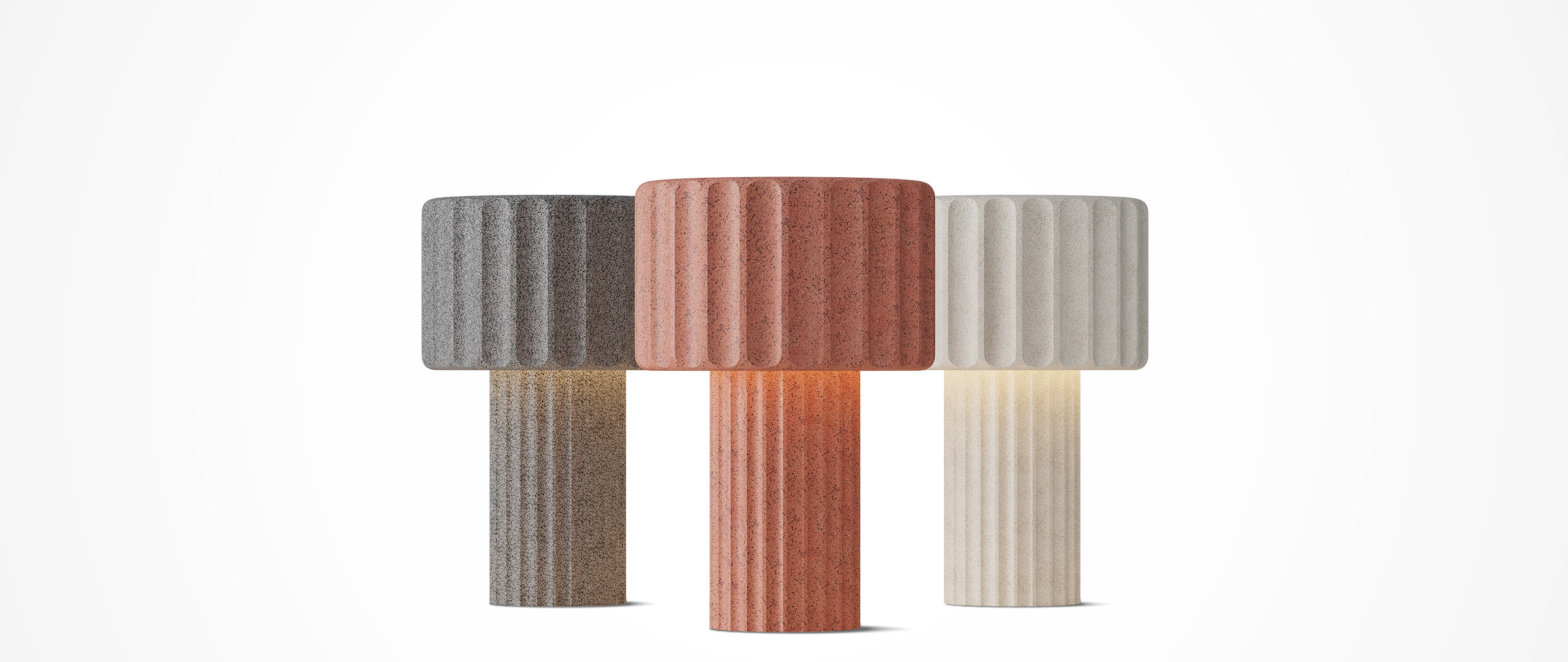 Concrete lighting poster: Rough concrete, one gentle light.
