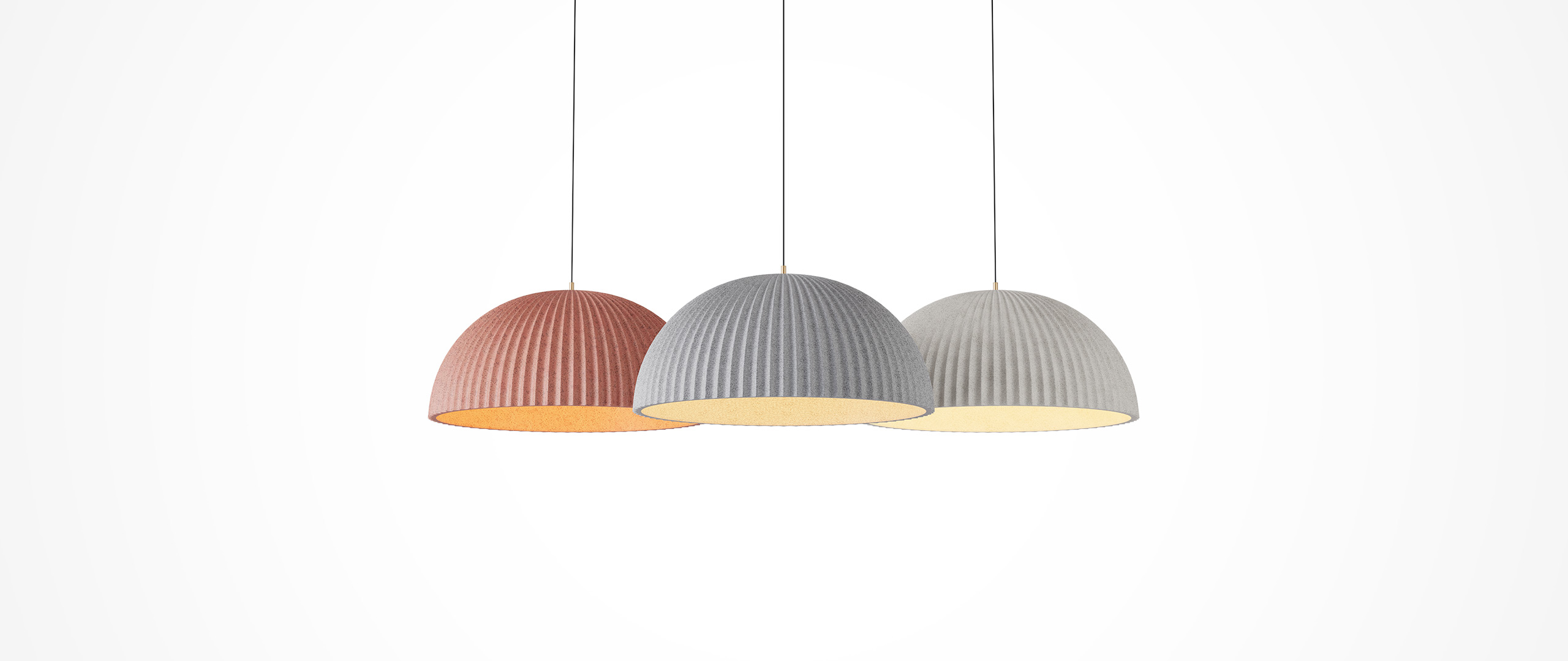 Concrete lighting poster: Light hidden in a recess, a pendant that stands apart.