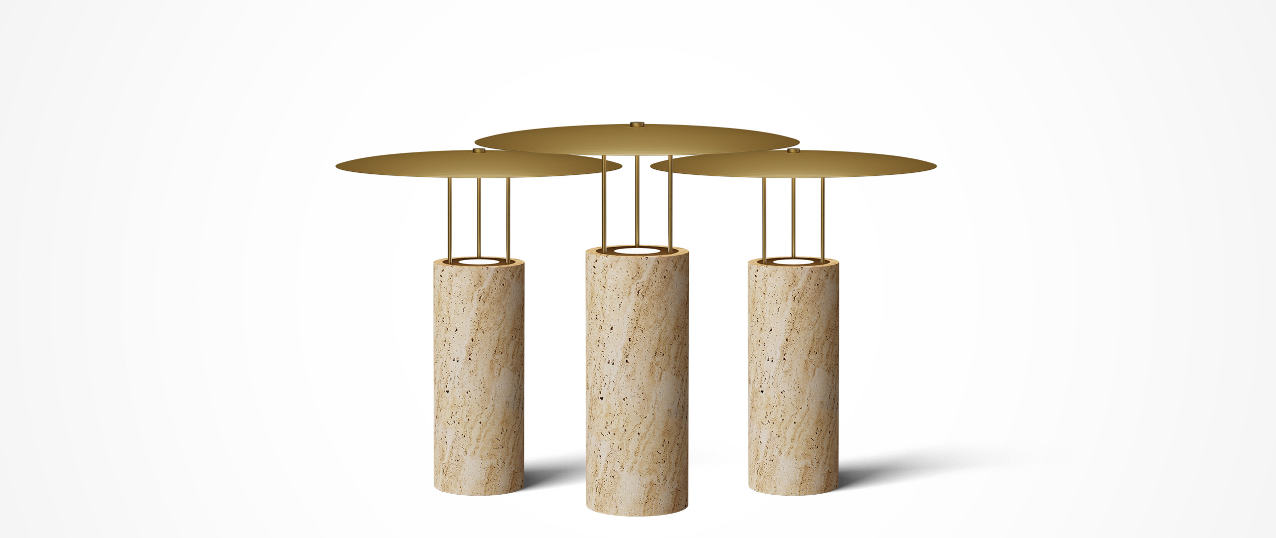 Travertine lighting poster: Travertine holds light; the years bring warmth.